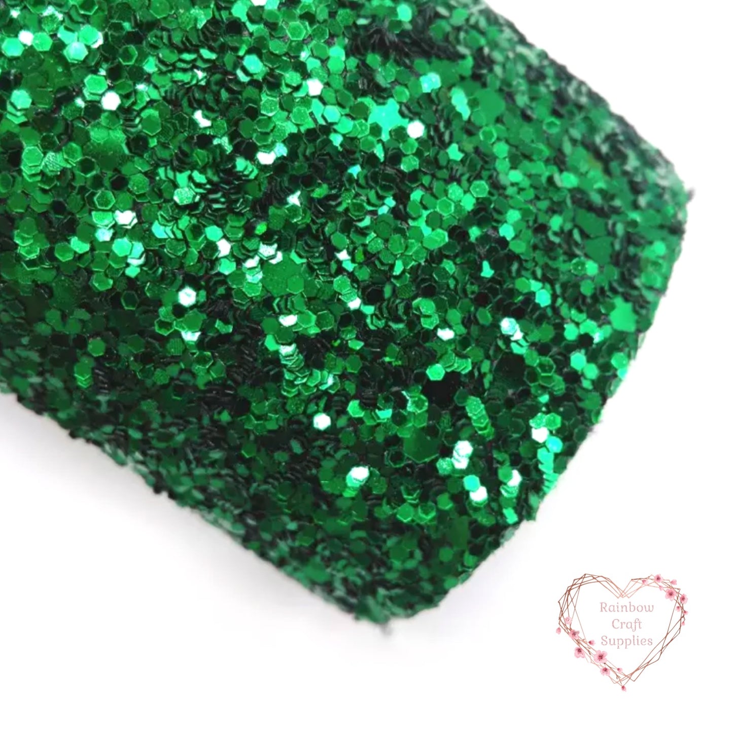 Green chunky glitter fabric A4