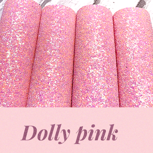 Dolly pink  mixed chunky mix glitter fabric A4