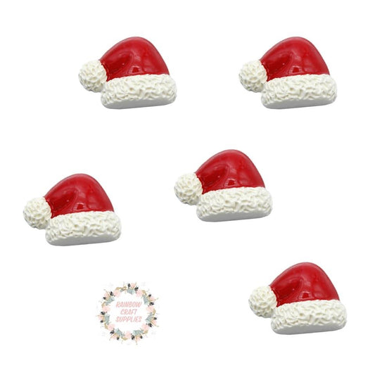 4 piece Santa hat 3D resin flatback embellishments