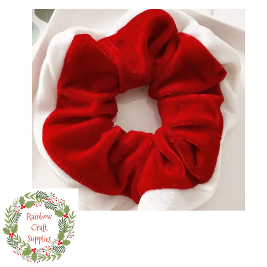 Santa’s scrunchies red velvet with white velvet edge