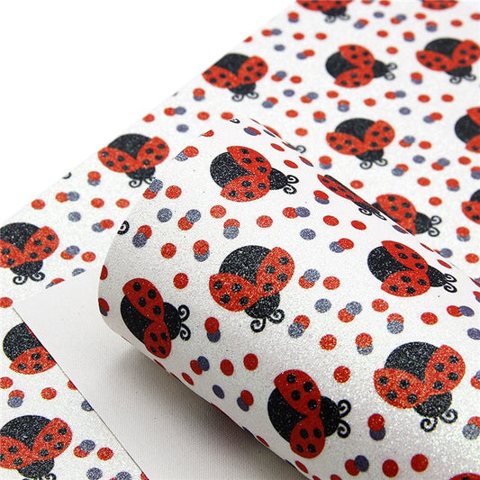 Lady bug fine glitter fabric A4