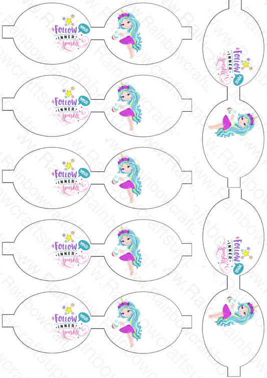 Unicorn Follow your inner sparkle pre printed canvas hair bow making sheet a4