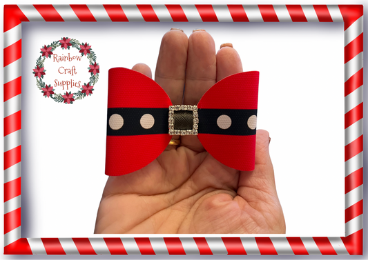 Santas belt pre printed canvas hair bow loops x 7