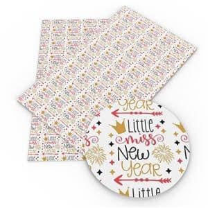 Little miss new year patterned leatherette fabric