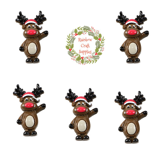 reindeer resin flatback embellishments x 5