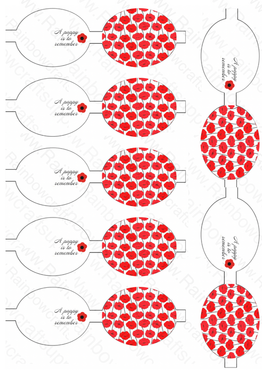 Poppies A poppy is to remember  pre printed canvas bow hair bow making sheet a4