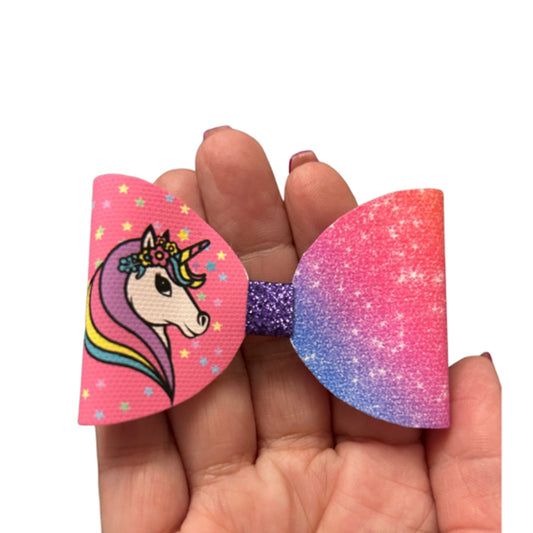 Rainbow unicorn pre printed canvas hair bow making sheet a4