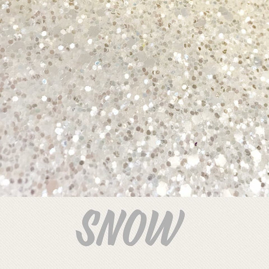 Snow white chunky  glitter fabric A4