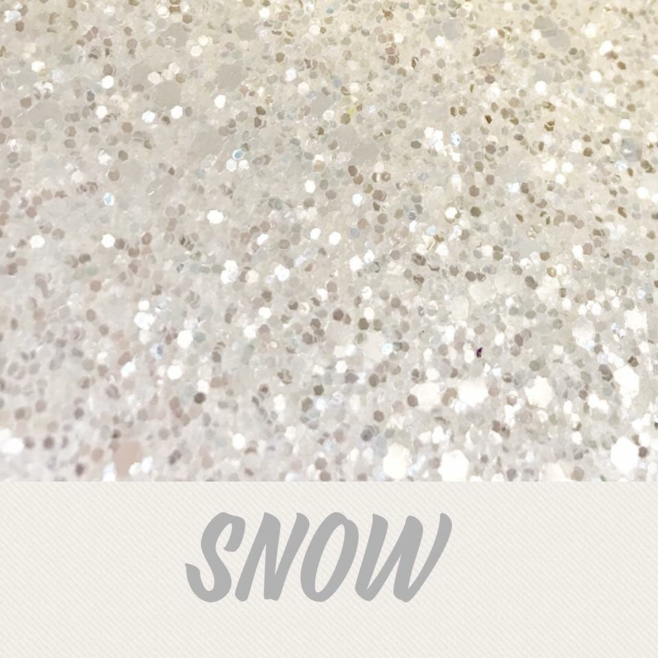 Snow white chunky  glitter fabric A4