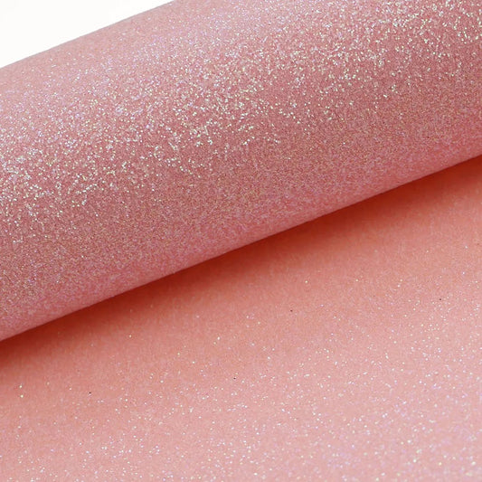 Baby pink fine glitter fabric A4