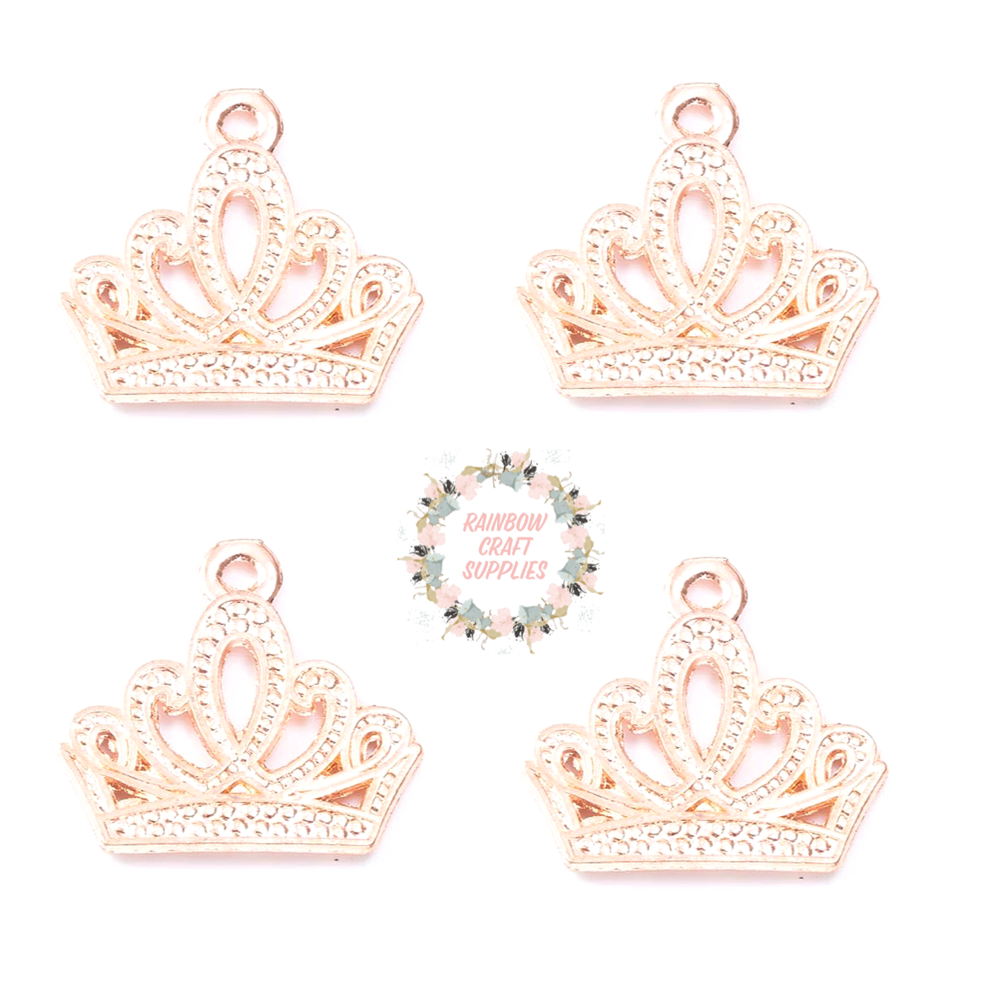 Rose gold crown charms