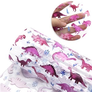 Pink dinosaur transparent vinyl fabric