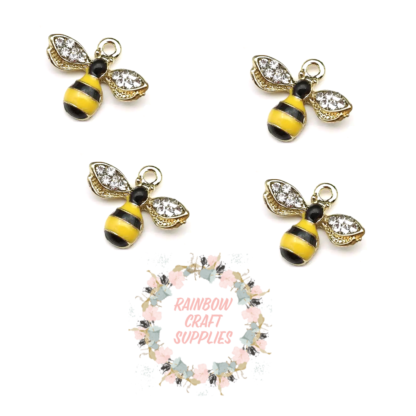Cute bumble bee enamel and crystal charms