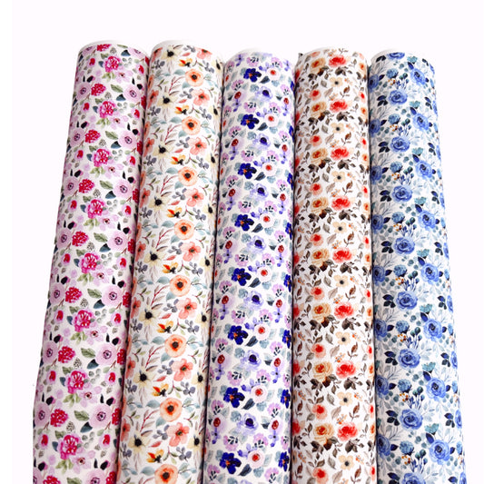 Ditsy floral canvas printed fabric A4