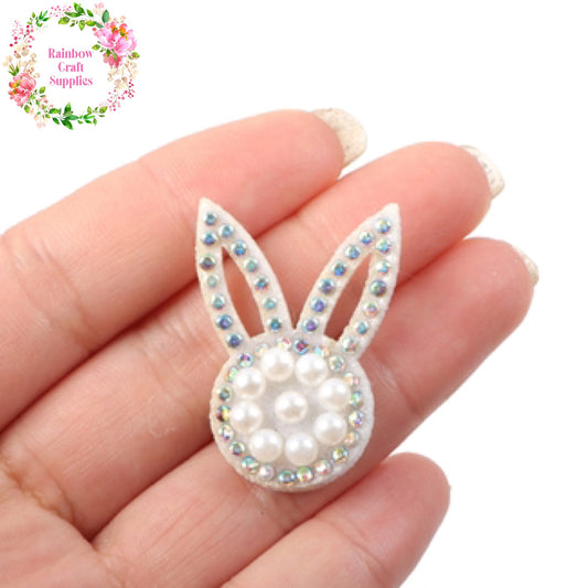 Pearl Bunny Themed felt back appliqué embellishments