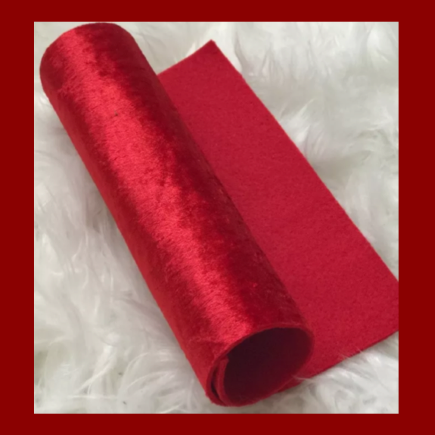 Red Felt backed  velvet fabric ( fabric felt)